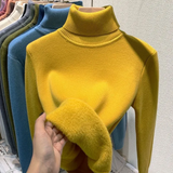 Pull en Peluche à Col Montant pour Femme