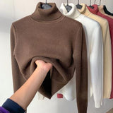 Pull en Peluche à Col Montant pour Femme